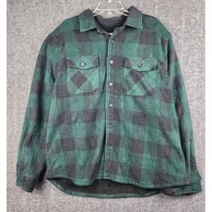Boston Traders Fleece Shirt Jacket Mens XXL Green Buffalo Plaid Sherpa Lined